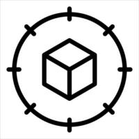 A black and white image of a cube in a circle vector