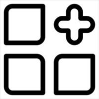A black and white square with a plus sign vector