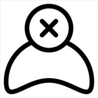 A black and white icon of a person with an x on their face vector
