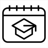 A calendar icon with a graduation cap on it vector