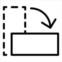 A black and white icon of a box with a arrow pointing to it vector