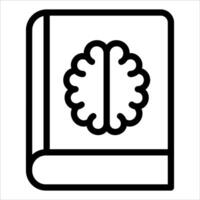 A black and white image of a book with a brain inside vector