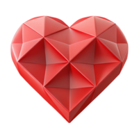 serene nostalgic artistic Symmetrical heart shape composed of triangles, flat red color, with Scalable Design. high resolution png