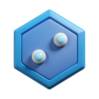 dazzling calm geometric Hexagonal character with three small circles inside. Crisp edges, flat color, minimal with Scalable Design. perfect clarity png