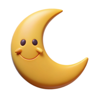 signature geometric Smiling crescent moon character with pointed tips. Clean lines, flat color, minimal design with Scalable Design. 4K png
