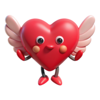 nostalgic dazzling Heart-shaped character with small wings. Clean lines, flat color, with Scalable Design. expertly shot png