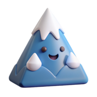 calm pristine Triangular mountain character with a snowy peak. Crisp edges, minimal design, flat color with Scalable Design. premium png