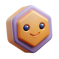 dynamic sumptuous Hexagon character with a smiling face. Clean lines, symmetrical, with Scalable Design. gallery standard png