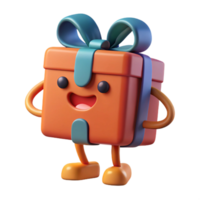 fascinating bold renaissance Gift box character with a ribbon. Flat color, symmetrical, minimal with Scalable Design. museum quality png