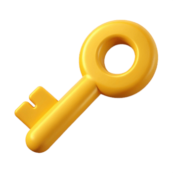 immaculate nordic Clean lines, stylized key icon, scalable, yellow with Scalable Design. studio quality png