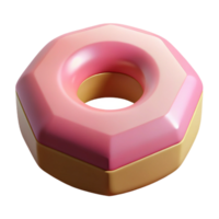 dynamic serene Geometric isometric donut with clean lines and pink frosting with Scalable Design. crisp png