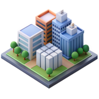 serene bohemian Isometric city block with simplified buildings. Flat color, clean lines with Scalable Design. detailed png