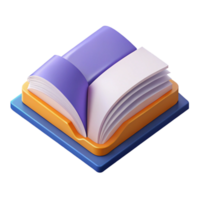 dramatic unparalleled Isometric open book with flat color pages. Crisp edges, clean lines with Scalable Design. png