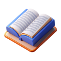 immaculate bold art deco Isometric open book with flat color pages. Crisp edges, clean lines with Scalable Design. fine detail png