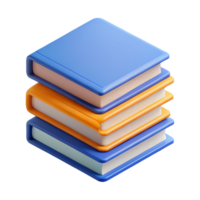 distinctive impressionist Isometric stack of books with flat color covers. Clean lines, with Scalable Design. authentic png