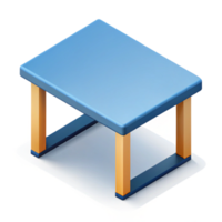 dramatic passionate mid-century Scalable isometric table with minimal details. Flat color, sharp edges with Scalable Design. masterfully captured png