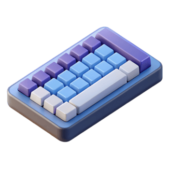 distinguished traditional Scalable isometric keyboard with minimal details. Flat color, sharp edges with Scalable Design. fine detail png