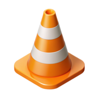immaculate vintage Isometric traffic cone with symmetrical design. Clean lines, flat color with Scalable Design. studio quality png