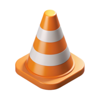 sumptuous artistic Isometric traffic cone with symmetrical design. Clean lines, flat color with Scalable Design. studio quality png