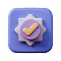 whimsical dazzling Square badge with a checkmark icon. Minimal, clean lines, flat color with Scalable Design. masterfully captured png