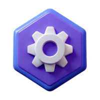 quintessential surreal Isometric gear cog with flat color teeth. Clean lines, with Scalable Design. high resolution png