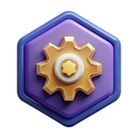 romantic mesmerizing Isometric gear cog with flat color teeth. Clean lines, with Scalable Design. detailed png