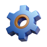 gorgeous vintage Isometric gear cog with flat color teeth. Clean lines, with Scalable Design. studio quality png