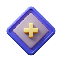 distinguished mid-century Diamond-shaped badge with a bold plus sign. Geometric, flat color, symmetrical with Scalable Design. sharp png