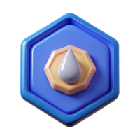 gorgeous dynamic futuristic Hexagonal badge with a stylized drop. Crisp edges, symmetrical, with Scalable Design. precision png