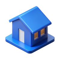 nostalgic glorious Isometric house with flat blue color and with Scalable Design. expertly shot png