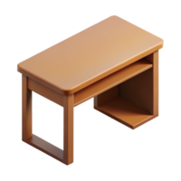 pristine elegant Minimal isometric desk, brown, crisp edges with Scalable Design. precision png