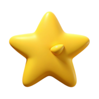 pristine modern Star-shaped character with five points. Symmetrical, yellow flat color with Scalable Design. 4K png