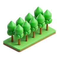 energetic mesmerizing Minimal isometric tree row, green, crisp edges with Scalable Design. expertly shot png