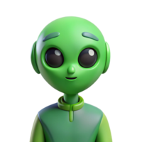 impressive nostalgic elegant Alien character with a large head and small body. Minimal design, green flat color with Scalable Design. authentic png