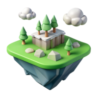 iconic avant-garde Isometric floating island with clean lines and minimal details with Scalable Design. flawless png