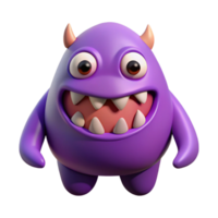 peaceful picturesque Monster character with a rounded body and sharp teeth. Single-weight stroke, purple flat color with Scalable Design. masterfully captured png