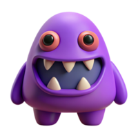 passionate alluring Monster character with a rounded body and sharp teeth. Single-weight stroke, purple flat color with Scalable Design. professional png