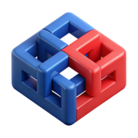 dreamy mesmerizing Interlocking geometric squares, crisp edges, flat red and blue with Scalable Design. impeccable png