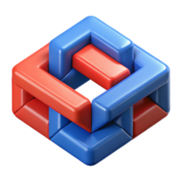 elegant ethereal nordic Interlocking geometric squares, crisp edges, flat red and blue with Scalable Design. perfect clarity png