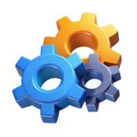 immaculate unforgettable Isometric set of gears with solid colors. Crisp edges, clean lines with Scalable Design. png