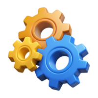 elegant exceptional Isometric set of gears with solid colors. Crisp edges, clean lines with Scalable Design. png
