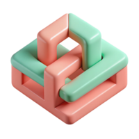 exemplary abstract Interlocking rectangular shapes, crisp edges, flat salmon and mint with Scalable Design. flawless png