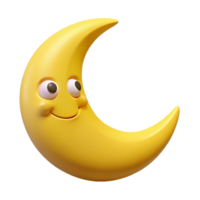 beautiful exemplary Smiling crescent moon character with pointed tips. Clean lines, flat yellow color with Scalable Design. png