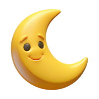 distinguished mid-century Smiling crescent moon character with pointed tips. Clean lines, flat yellow color with Scalable Design. masterfully captured png