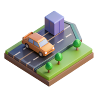 splendid inspired Isometric road with a car. Crisp edges, with Scalable Design. png