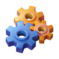 remarkable modern Isometric set of gears. Geometric, symmetrical, flat color with Scalable Design. artisan png