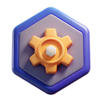 dynamic magnificent Hexagonal badge with a stylized gear. Scalable, symmetrical, single-weight stroke with Scalable Design. gallery standard png