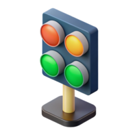 gorgeous reflective geometric Isometric traffic light. Minimal, flat color with Scalable Design. studio quality png