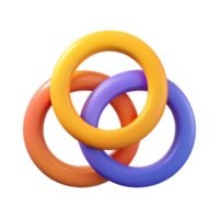 pristine surreal Minimalist symbol of interconnectedness. Three overlapping circles. Flat color, clean lines with Scalable Design. sharp png
