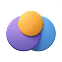 mesmerizing industrial Venn diagram with two overlapping circles. Scalable, single-weight stroke, flat color with Scalable Design. 4K png